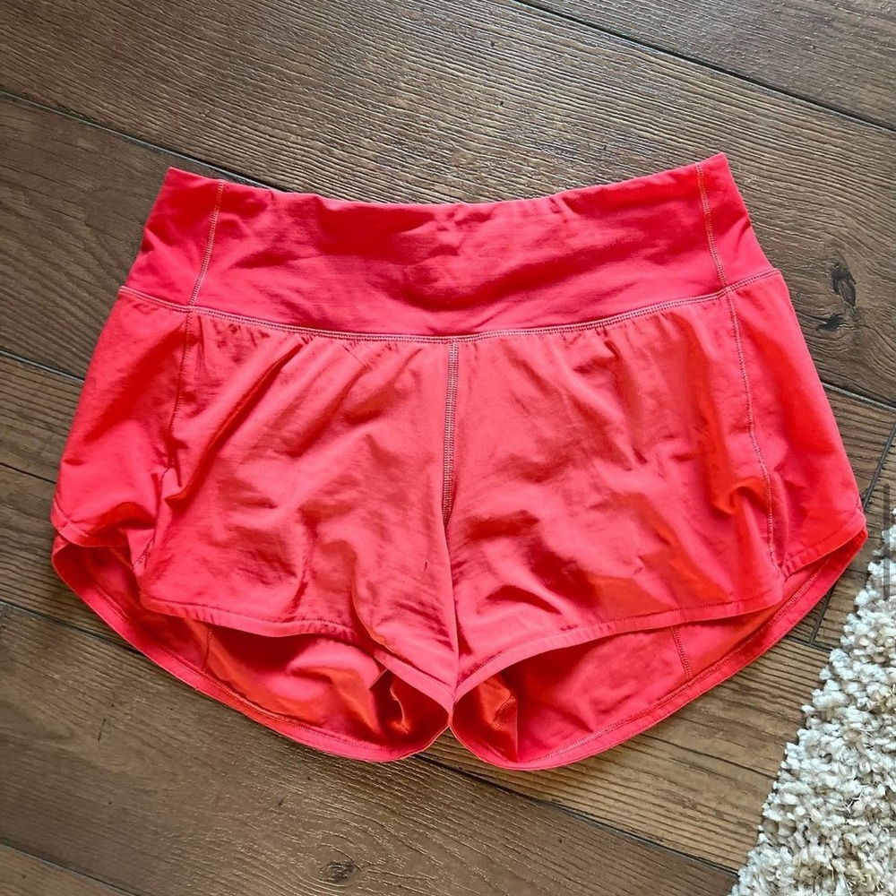 lululemon red speed up shorts